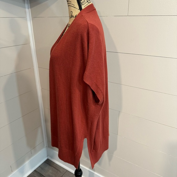 Ann Taylor LOFT Rust Sleeveless Cardigan Kimono Style Sweater XS Oversized - Picture 2 of 5
